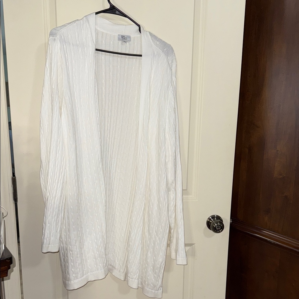Kim Rogers white Ribbed Cardigan